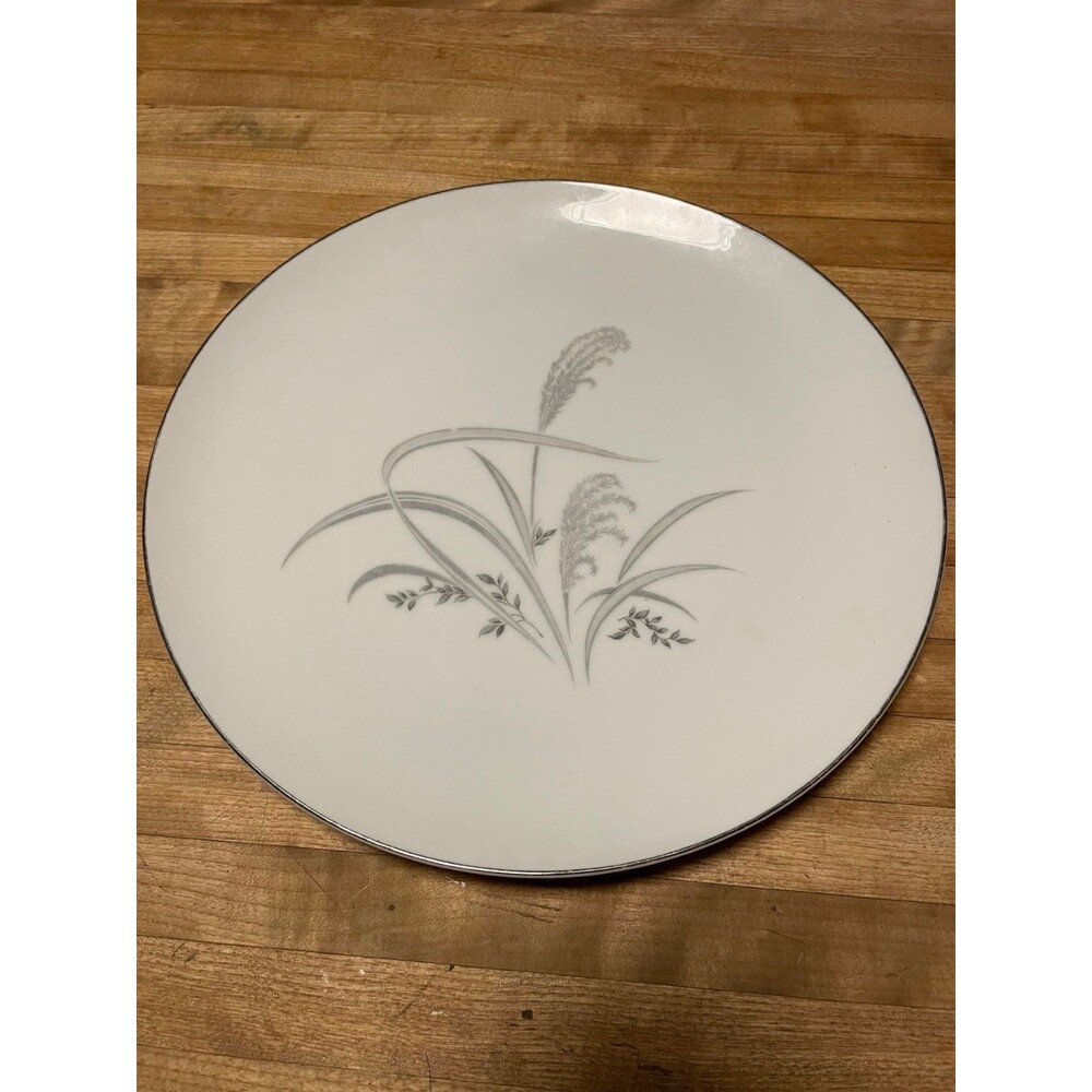 Set of 3 Wentworth China Silver Wheat 10.5" DInner Plates 7514 Silver Trim Gray